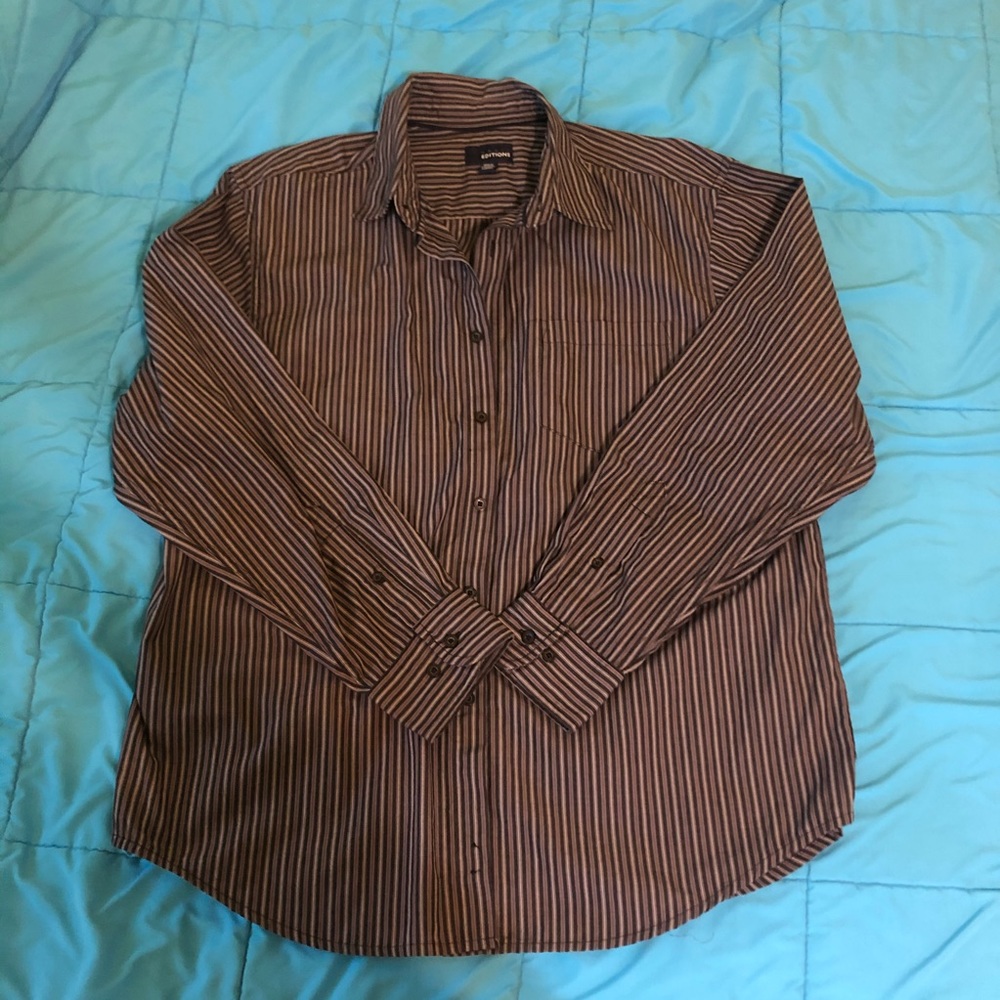 Gray striped Basic Editions dress shirt L